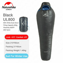 Load image into Gallery viewer, Naturehike Duck Down Sleeping Bag Winter Mummy Camping Sleeping Bag Ultralight Keep Warm Adult Camping Equipment NH17U120-L
