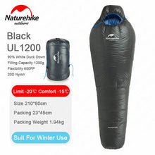 Load image into Gallery viewer, Naturehike Duck Down Sleeping Bag Winter Mummy Camping Sleeping Bag Ultralight Keep Warm Adult Camping Equipment NH17U120-L