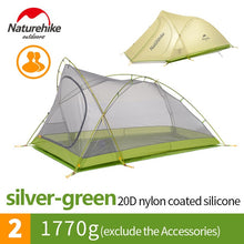 Load image into Gallery viewer, Naturehike Cirrus Ultralight Tent 2 Person 20D Nylon with Silicon Coated Camping Tent with free Mat NH17T0071-T