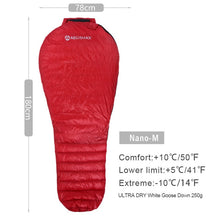 Load image into Gallery viewer, AEGISMAX NANO Outdoor Camping Ultralight Tent Mummy White Goose Down Three Season Sleeping Bag Nylon Bag Portable splicing