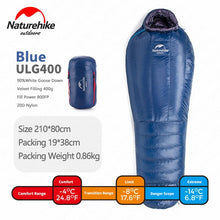 Load image into Gallery viewer, Naturehike 2019 Winter Goose Down Mummy Keep Warm Sleeping Bag Restriction Comfort Temperature -32℃ -4℃ ULG400 ULG700 ULG1000