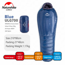 Load image into Gallery viewer, Naturehike 2019 Winter Goose Down Mummy Keep Warm Sleeping Bag Restriction Comfort Temperature -32℃ -4℃ ULG400 ULG700 ULG1000