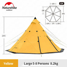 Load image into Gallery viewer, Naturehike Pyramid Tent Outdoor Camping Tent Pyramid Camping Tents Large Capacity Windproof Rainproof Waterproof Family Tent