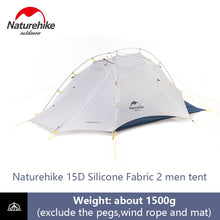 Load image into Gallery viewer, Naturehike Ultralight Tent 2 Men Camping 15D Double-layer Waterproof Dome Tent 4 Season Outdoor Portable Backpacking Tent