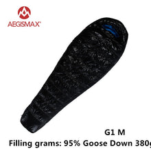 Load image into Gallery viewer, AEGISMAX 95% White Goose Down Mummy Camping Sleeping Bag Cold Winter Ultralight Baffle Design Camping Splicing FP800 G1-G5