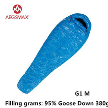 Load image into Gallery viewer, AEGISMAX 95% White Goose Down Mummy Camping Sleeping Bag Cold Winter Ultralight Baffle Design Camping Splicing FP800 G1-G5