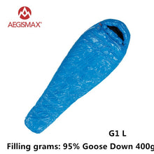 Load image into Gallery viewer, AEGISMAX 95% White Goose Down Mummy Camping Sleeping Bag Cold Winter Ultralight Baffle Design Camping Splicing FP800 G1-G5