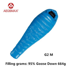 Load image into Gallery viewer, AEGISMAX 95% White Goose Down Mummy Camping Sleeping Bag Cold Winter Ultralight Baffle Design Camping Splicing FP800 G1-G5
