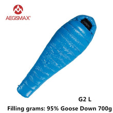 Load image into Gallery viewer, AEGISMAX 95% White Goose Down Mummy Camping Sleeping Bag Cold Winter Ultralight Baffle Design Camping Splicing FP800 G1-G5