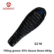 Load image into Gallery viewer, AEGISMAX 95% White Goose Down Mummy Camping Sleeping Bag Cold Winter Ultralight Baffle Design Camping Splicing FP800 G1-G5
