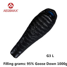 Load image into Gallery viewer, AEGISMAX 95% White Goose Down Mummy Camping Sleeping Bag Cold Winter Ultralight Baffle Design Camping Splicing FP800 G1-G5