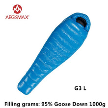 Load image into Gallery viewer, AEGISMAX 95% White Goose Down Mummy Camping Sleeping Bag Cold Winter Ultralight Baffle Design Camping Splicing FP800 G1-G5