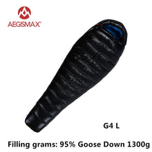 Load image into Gallery viewer, AEGISMAX 95% White Goose Down Mummy Camping Sleeping Bag Cold Winter Ultralight Baffle Design Camping Splicing FP800 G1-G5