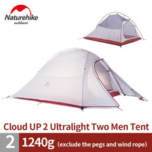 Load image into Gallery viewer, Naturehike Cloud Up Series 1 2 3 Person Camping Tent Outdoor Ultralight Camp Equipment Gear