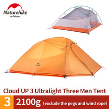 Load image into Gallery viewer, Naturehike Cloud Up Series 1 2 3 Person Camping Tent Outdoor Ultralight Camp Equipment Gear