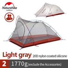 Load image into Gallery viewer, Naturehike Cirrus Ultralight Tent 2 Person 20D Nylon with Silicon Coated Camping Tent with free Mat NH17T0071-T
