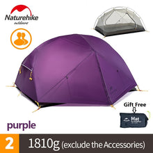 Load image into Gallery viewer, Naturehike factory sell Mongar 2 Camping Tent Double Layers 2 Person Waterproof Ultralight Dome Tent DHL free shipping
