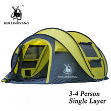Load image into Gallery viewer, HUI LINGYANG throw tent outdoor automatic tents throwing pop up waterproof camping hiking tent waterproof large family tents
