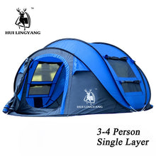 Load image into Gallery viewer, HUI LINGYANG throw tent outdoor automatic tents throwing pop up waterproof camping hiking tent waterproof large family tents
