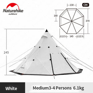 Naturehike Pyramid Tent Outdoor Camping Tent Pyramid Camping Tents Large Capacity Windproof Rainproof Waterproof Family Tent