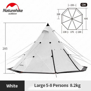 Naturehike Pyramid Tent Outdoor Camping Tent Pyramid Camping Tents Large Capacity Windproof Rainproof Waterproof Family Tent