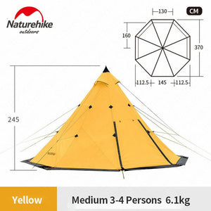 Naturehike Pyramid Tent Outdoor Camping Tent Pyramid Camping Tents Large Capacity Windproof Rainproof Waterproof Family Tent