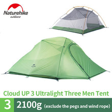 Load image into Gallery viewer, Naturehike Cloud Up Series 1 2 3 Person Camping Tent Outdoor Ultralight Camp Equipment Gear
