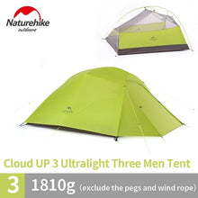 Load image into Gallery viewer, Naturehike Cloud Up Series 1 2 3 Person Camping Tent Outdoor Ultralight Camp Equipment Gear
