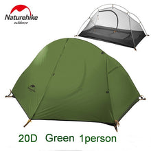 Load image into Gallery viewer, Naturehike Ultralight 1Person Camping Tent Backpacking Trekking Hiking Cycling Single Tents Waterproof PU4000 Green1.3KG
